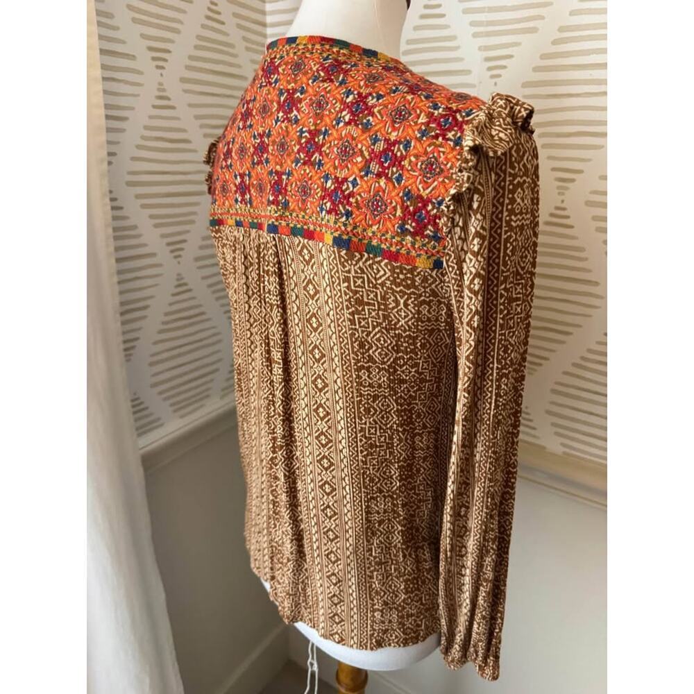 Savanna Jane Women’s Small Aztec Embroidered Long Sleeve Tunic Top Blouse - Picture 6 of 9